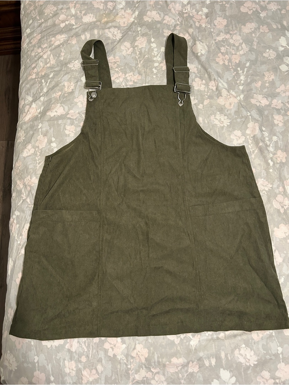 Olive Green Mini Pinafore Dress